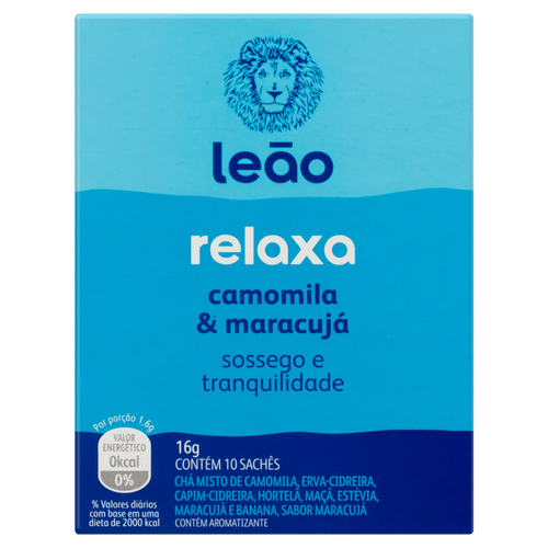 Chá Camomila e Maracujá Leão Relaxa Caixa 16g 10 Unidades