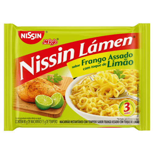 Macarrão Instantâneo Lámen Frango Assado com Toque de Limão Nissin Miojo Pacote 85g