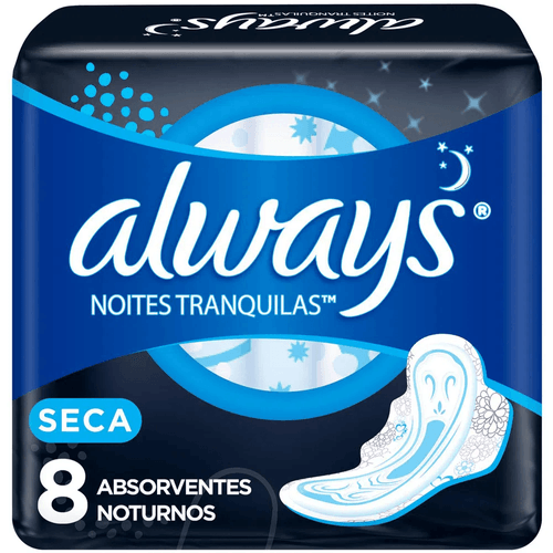 Absorvente com Abas Seca Always Noturno Grande Pacote 8 Unidades