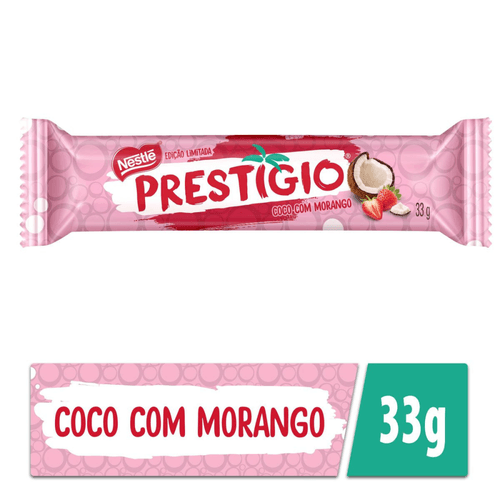 Bombom Recheio Coco e Morango Prestígio Pacote 33g