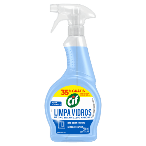 Limpador de Uso Geral Limpa-Vidro Cif Frasco Leve 500ml Pague 325ml Borrifador