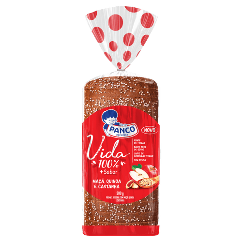 Pão Integral Maçã, Quinoa e Castanha Panco Vida Pacote 350g