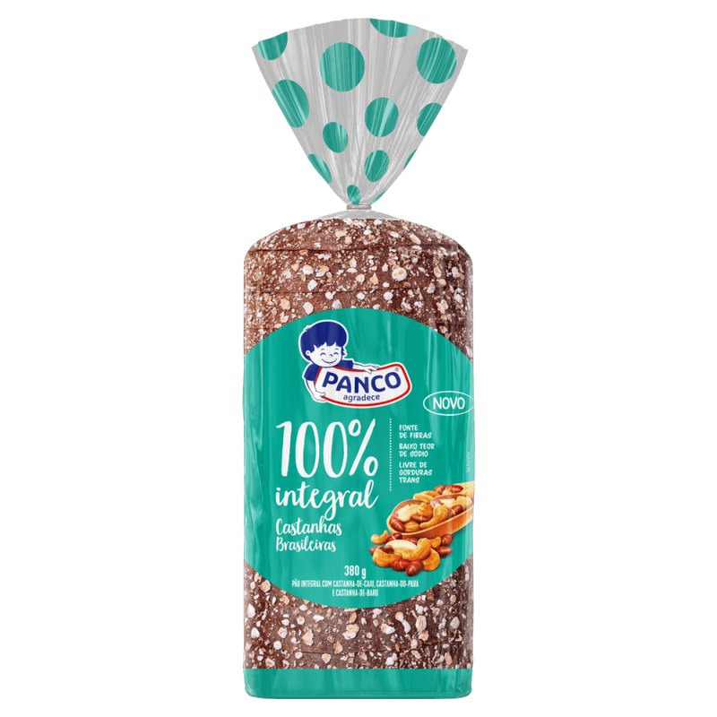 Pao-100--Integral-com-Castanhas-Brasileiras-Castanha-de-Caju-Castanha-do-Para-e-Castanha-de-Baru-Panco-Pacote-380g