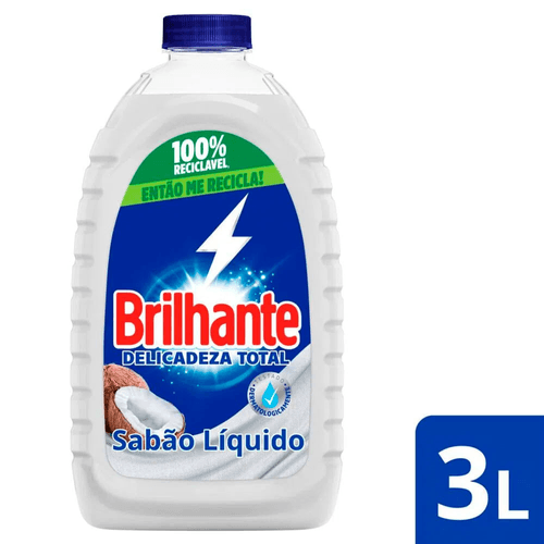 Lava-Roupas Líquido Roupas Brancas e Coloridas Brilhante Delicadeza Total Frasco 3l