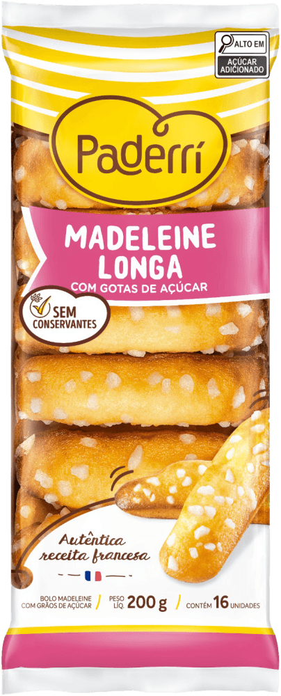 Madeleine Longa com Gotas de Açúcar Paderrí 200g