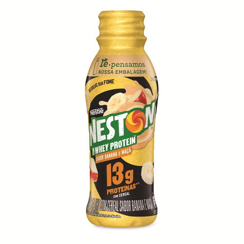 Bebida Láctea UHT 13g Proteína com Cereal Banana e Maçã Neston Whey Protein Frasco 280ml