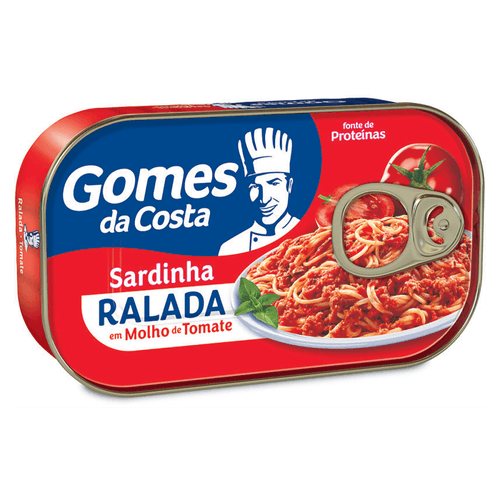 Sardinha Ralada ao Molho de Tomate Gomes da Costa Lata Peso Líquido 125g Peso Drenado 100g