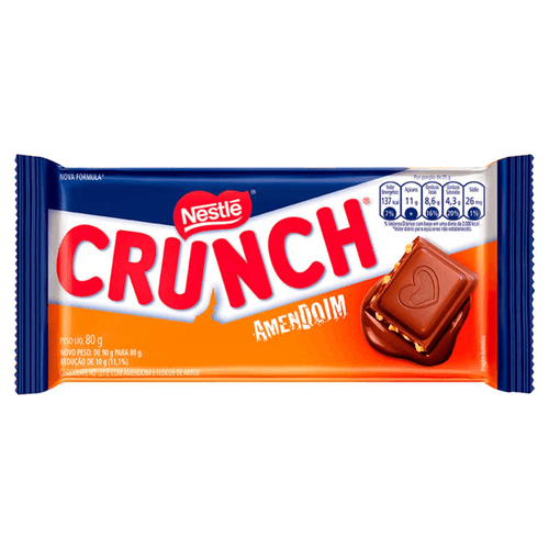 Chocolate ao Leite com Amendoim e Flocos de Arroz Crunch Pacote 80g