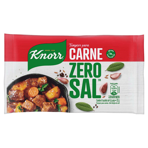 Tempero Pó para Carne Knorr Zero Sal Pacote 32g 8 Unidades de 4g Cada
