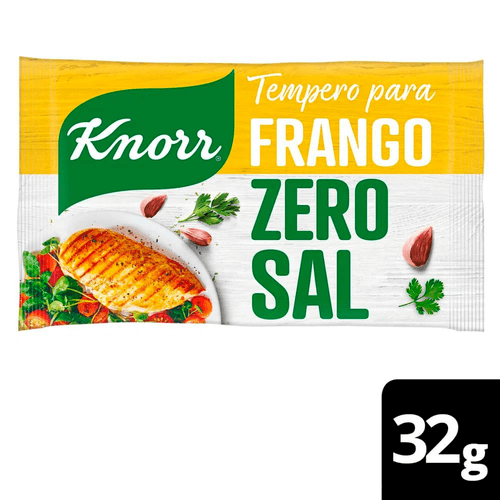 Tempero Pó para Frango Knorr Zero Sal Pacote 32g 8 Unidades 4g Cada