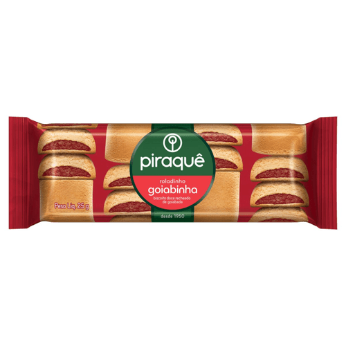 Biscoito Roladinho Recheio Goiabinha Piraquê Pacote 25g