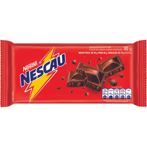 Chocolate ao Leite com Flocos de Cereais de Chocolate Nescau Pacote 80g