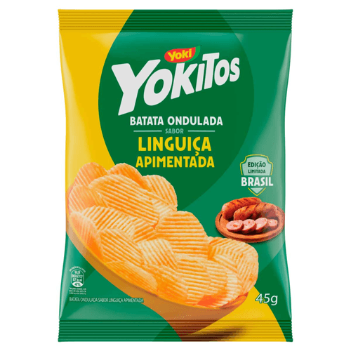 Batata Ondulada Linguiça Apimentada Yoki Yokitos Pacote 45g Edição Limitada Brasil