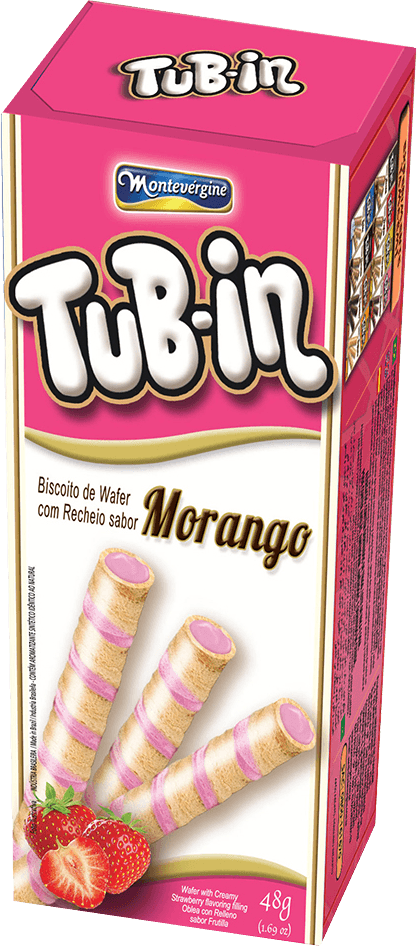 Biscoito Rolinho Tub-In Wafer Morango 48 g