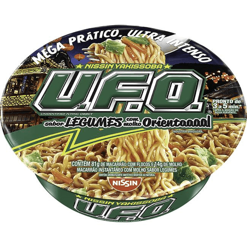 Macarrão Instantâneo Yakissoba Legumes com Molho Oriental Nissin U.F.O. Bandeja 95g Sendo 81g de Macarrão e 14g de Molho