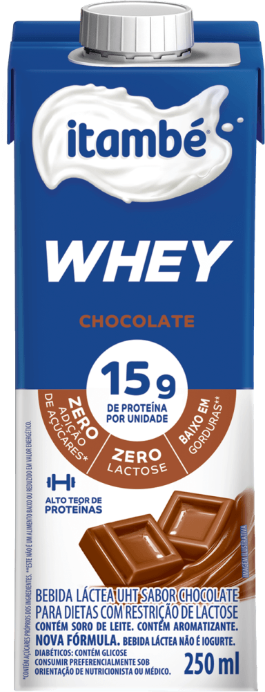 Bebida Láctea UHT 15g Proteína Chocolate Zero Lactose para Dietas com Restrição de Lactose sem Adição de Açúcar Itambé Whey Caixa 250ml