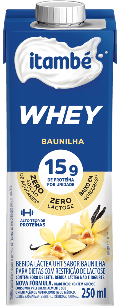 Bebida Láctea UHT 15g Proteína Baunilha Zero Lactose para Dietas com Restrição de Lactose sem Adição de Açúcar Itambé Whey Caixa 250ml