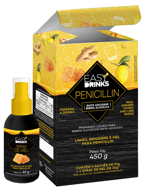 Preparo Líquido para Bebidas Easy Drinks Penicillin com 6 Sachês 70g + Spray de Mel 30g