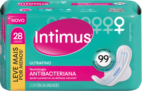 Absorvente com Abas Antibacteriano Ultrafino Intimus Pacote 28 Unidades Leve Mais Pague Menos