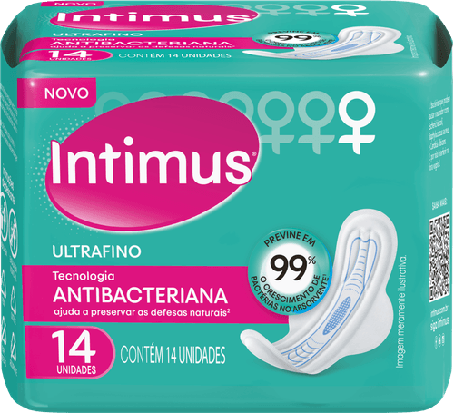 Absorvente com Abas Antibacteriano Ultrafino Intimus Pacote 14 Unidades