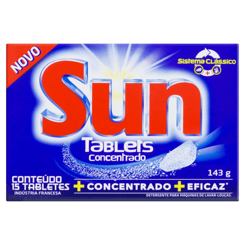 Detergente-Tablete-Concentrado-para-Maquina-de-Lavar-Loucas-Sun-Caixa-143g-15-Unidades