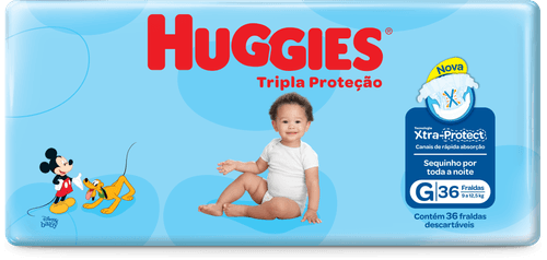 Fralda Descartável Infantil Huggies Tripla Proteção G 9 a 12,5kg Pacote 36 Unidades