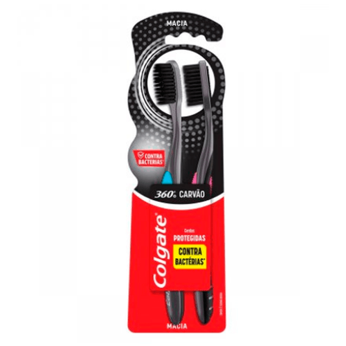Escova Dental Macia Carvão Colgate 360° 2 Unidades