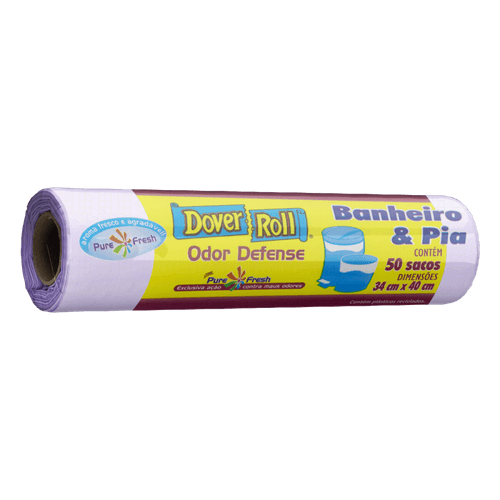 Saco para Lixo Pia e Banheiro 10l Dover Roll Odor Defense 50 Unidades