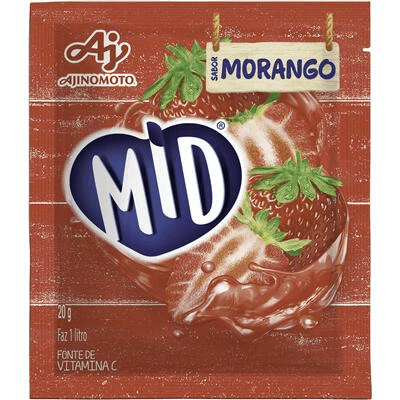 Refresco em Pó Morango Mid Pacote 20g