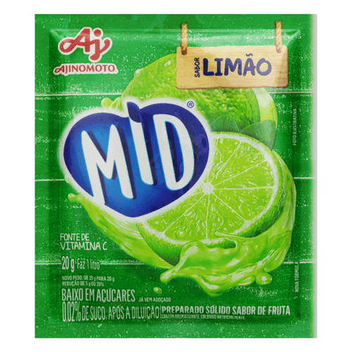 Refresco em Pó Limão Mid Pacote 20g