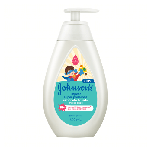 Sabonete Líquido Limpeza Super Poderosa Mãos e Corpo Johnson's Kids Frasco 400ml