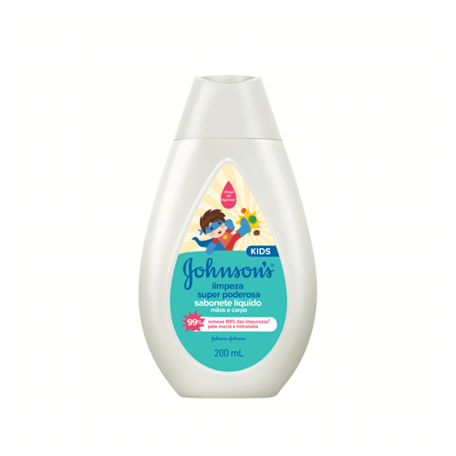 Sabonete Líquido Limpeza Super Poderosa Mãos e Corpo Johnson's Kids Frasco 200ml