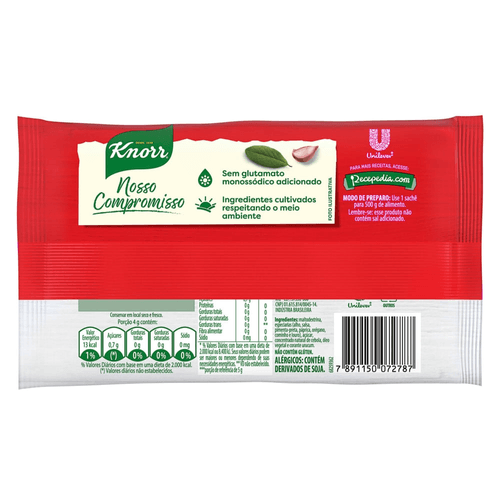 Tempero em Pó para Carne Zero Sal Knorr Pacote 32g 8 Unidades de 4g Cada