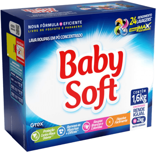 Lava Roupas Pó Baby Soft Concentrado 1,6kg Sachê