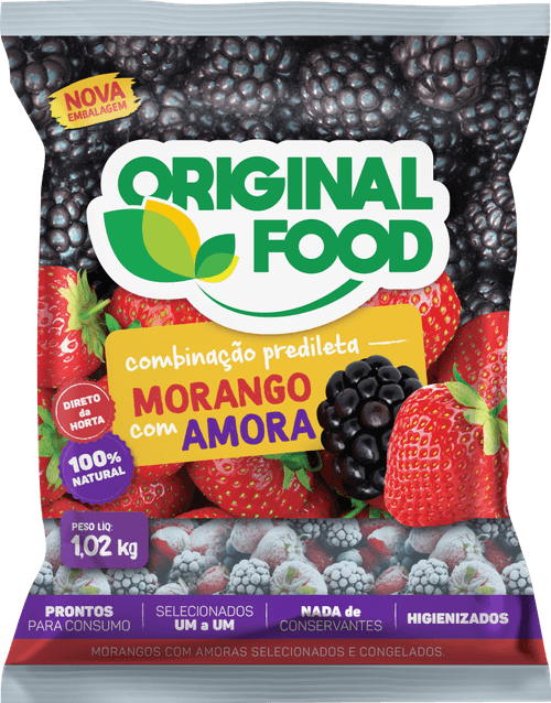 Amora com Morango Congelados Original Food Pacote 1,02Kg