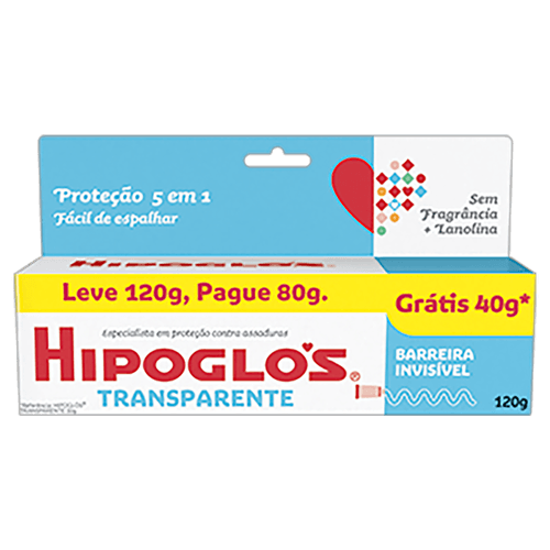 Creme Preventivo de Assaduras Transparente Hipoglós Caixa Leve 120g Pague 80g