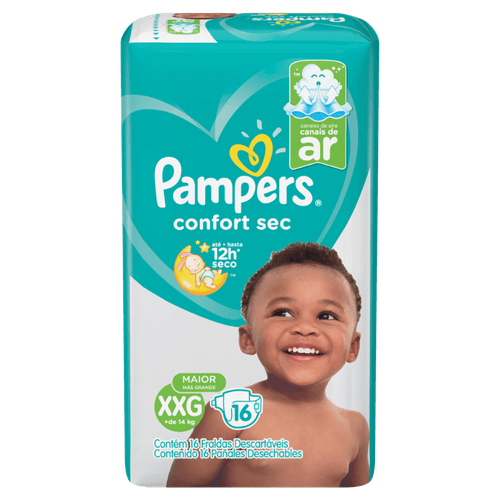 Fralda Infantil Pampers Confort Confortsec Pacotão C/18 Xxg Pc