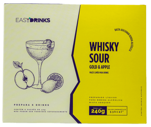 Preparado Líquido para Bebida Alcoólica Whisky Sour Gold & Apple Easy Drinks  240g