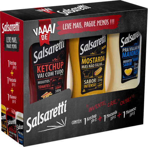 Kit Ketchup 380g + Maionese 350g + Mostarda 350g Salsaretti Leve Mais Pague Menos