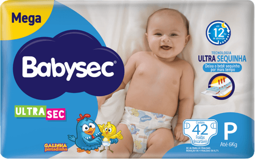 Fralda Descartável Babysec Ultra Sec P até 6kg Megapacote 42 Unidades