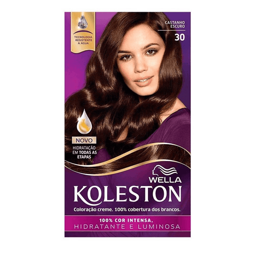 Kit Coloração Creme 30 Castanho Escuro Wella Koleston