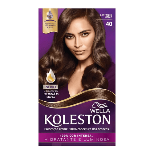 Kit Coloração Creme 40 Castanho Médio Wella Koleston