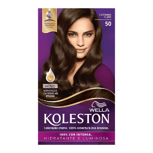 Kit Coloração Creme 50 Castanho Claro Wella Koleston