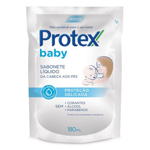 Sabonete Líquido da Cabeça aos Pés Protex Baby Proteção Delicada Sachê 180ml Refil