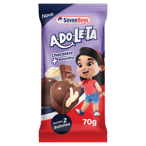 Bolinho Chocolate Recheio Baunilha Seven Boys Adoleta Pacote 35g 2 Unidades