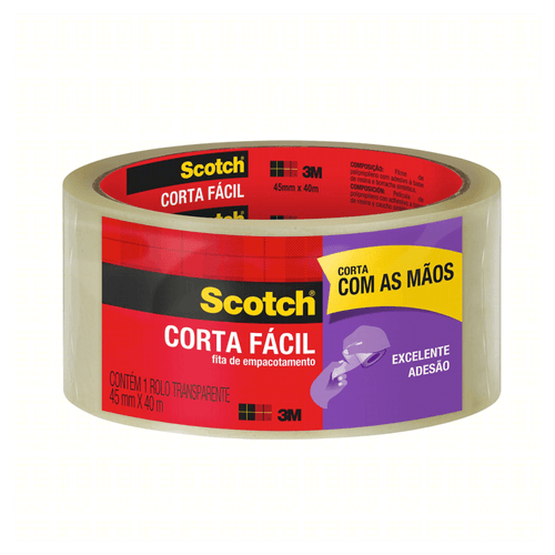 Fita Adesiva de Empacotamento Corta Fácil com as Mãos Scotch 45mm x 40m