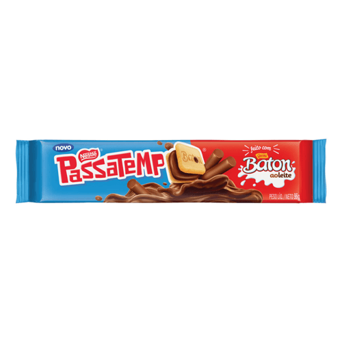 Biscoito PASSATEMPO Recheado Chocolate Baton 96g