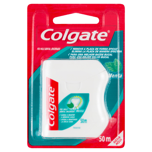 Fio Dental Encerado de Menta Colgate Cartela 50m