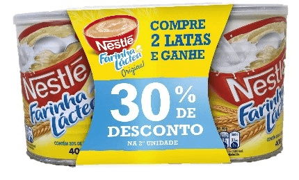 Farinha Láctea Original Nestlé Lata 800g 2 Unidades de 400g Cada Grátis 30% de Desconto na 2ª Unidade