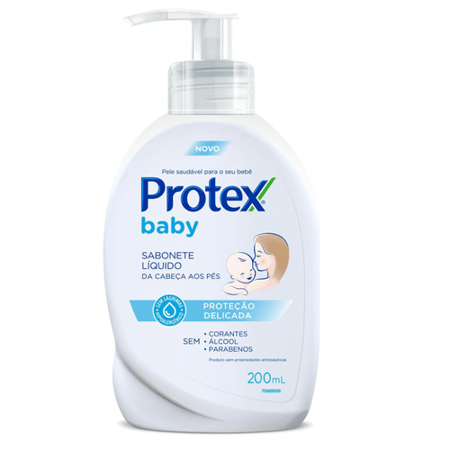 Sabonete Líquido da Cabeça aos Pés Protex Baby Proteção Delicada Frasco 200ml Pump